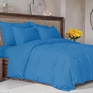 Duvet Cover Queen Size Set - Extra Soft Queen Size Duvet Cover - 90" x 90" Queen Duvet Cover w/ 2 Pillow Shams - Easy Care & Fade Free - Hotel Luxury Duvet Cover w/ Zipper Closures & Ties (Denim Blue)