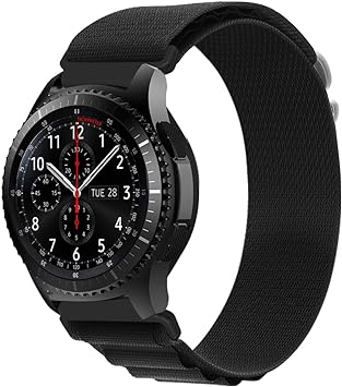 MroTech 22mm Nylon Band Compatible With Samsung Gear S3 Frontier/Galaxy Watch 46mm (2019)/ 3 45mm Band Replacement for Huawei GT/GT2/GT3/GT4 Pro/2e 46 mm Wristband Men Women Sport Strap Alpine Black