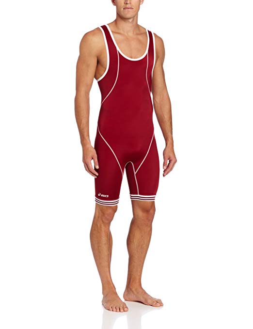 Asics Men's Snap Down Wrestling Singlet (Cardinal/White)