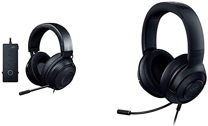 Razer Kraken Tournament Edition THX 7.1 Surround Sound Gaming Headset, Black & Kraken X Ultralight Gaming Headset: 7.1 Surround Sound - Lightweight Aluminum Frame - Bendable Cardioid Microphone, Black