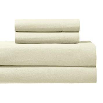 Heavyweight Flannel 100% Cotton Sheet Set- King, Ivory, 4PC bed sheets 170 GSM