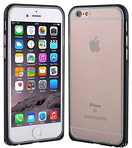 iPhone 6 Case, iPhone 6s case clear [Ultra Hybrid] Aerial Aluminum Metal Frame Bumper   Premium TPU back Panel full body protective case cover [Clear Cushion] for Apple iPhone 6 6s (4.7 inch) Black