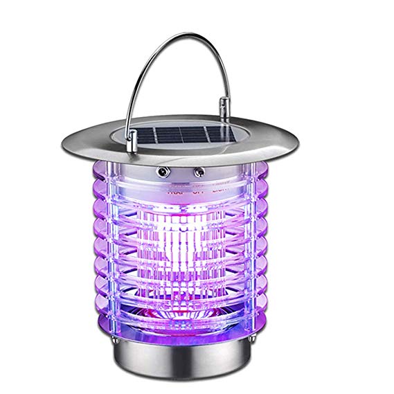 MeetUs Wireless Solar Power Mosquito Killer UV Lamp,Electronic Insect Killer Insect Pest Bug Zapper Led Solar Mosquito Killer Lamp for Camping,Fishing or Hiking, 2 Modes