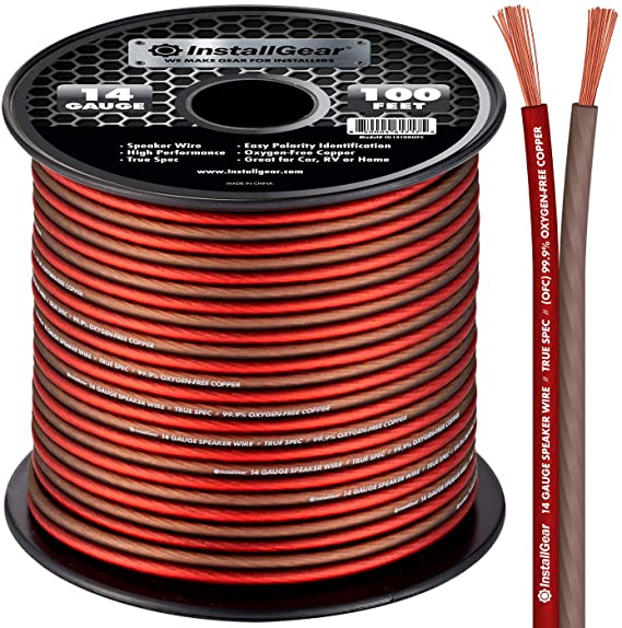 InstallGear 14 Gauge Speaker Wire OFC Oxygen-Free Copper, 100-feet