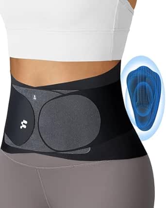 0.5mm Ultra Thin Back Brace with 3D Lumbar Pad, 6 Flexible Supports, Seamless Yoga Fabric, Back Brace for Men Lower Back, Back Brace for Lower Back Pain Women for Sciatica Scoliosis Relief