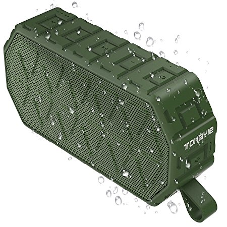 Waterproof Bluetooth Speaker, ToHayie IPX6 Outdoor Bluetooth Speaker with 10-Hours Playtime, 66-Foot Bluetooth Range & Built-in Mic for iPhone, Samsung and More (Green)