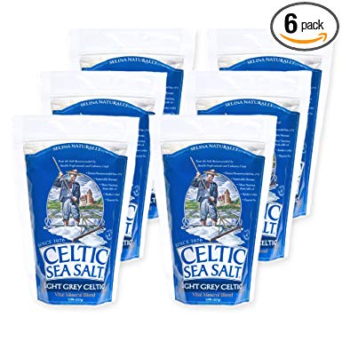 Light Grey Celtic Sea Salt Resealable Bags – Additive-Free, Delicious Sea Salt, Perfect for Cooking, Baking and More - Gluten-Free, Non-GMO Verified, Kosher and Paleo-Friendly, 1/2 Pound Bag (6 Count)