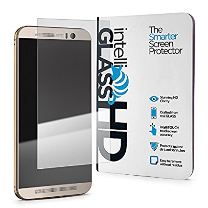 HTC One M9 intelliGLASS HD - The Smarter Glass Screen Protector by intelliARMOR To Guard Against Scratches and Drops. HD Clear With Max Touchscreen Accuracy.