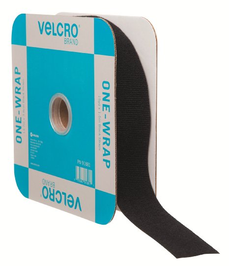 VELCRO Brand - ONE-WRAP Roll, Double-Sided, Self Gripping Multi-Purpose Hook and Loop Tape, Reusable, 45' x 1 1/2" Roll - Black