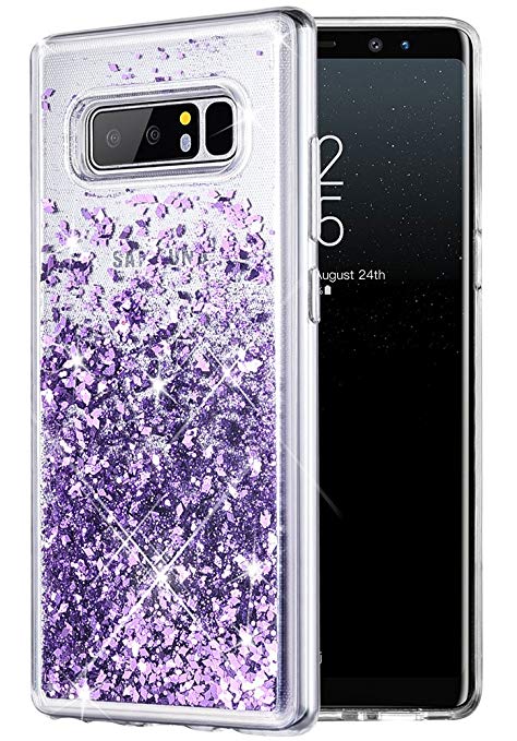 Galaxy Note 8 Case, Caka Galaxy Note 8 Glitter Case Girls Luxury Fashion Bling Flowing Liquid Floating Sparkle Glitter Cute Soft TPU Case for Samsung Galaxy Note 8 - (Purple)