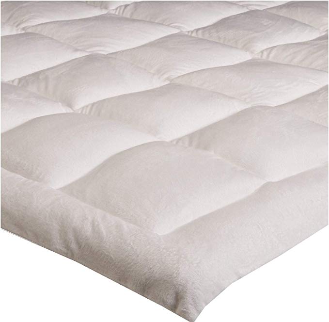 Mezzati Luxury Pillow top Quilted Mattress Pad with Fitted Skirt - Down Alternative Filling - Super Soft, Extra Plush Topper - Deep Pocket - King