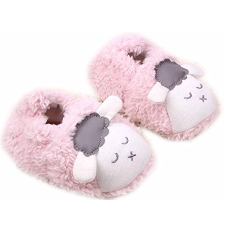 M2cbridge Baby Plush Animal Sheep Booties Warm Slipper (11cm, Pink)