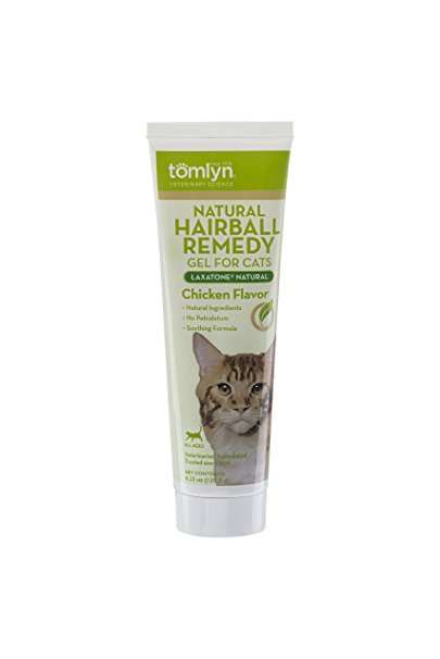 Tomlyn Natural Hairball Remedy Gel for Cats, Laxatone Natural, Chicken Flavor 4.25-Ounce