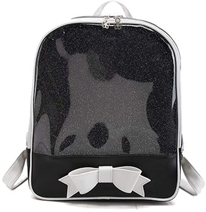 Ita Bag Backpack with Bowknot Design Pins Display Transparent Window Daypack Satchel