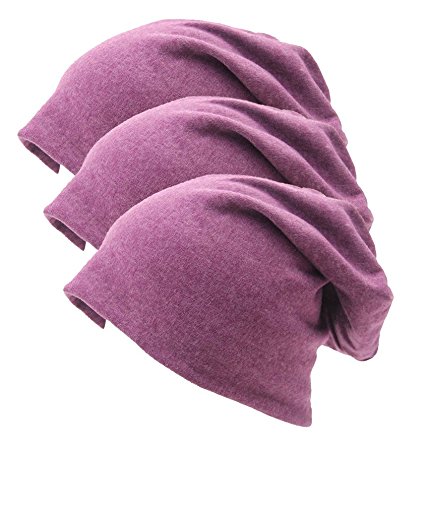 Encan Unisex Indoors Cotton Beanie- Soft Sleep Cap for Hairloss, Cancer, Chemo 3 - Pack
