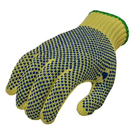 G and F 1670M Cut Resistant Work Gloves, 100-Percent Kevlar Knit Work Gloves, double-side PVC Dotted, Yellow, Medium, 1 Pair