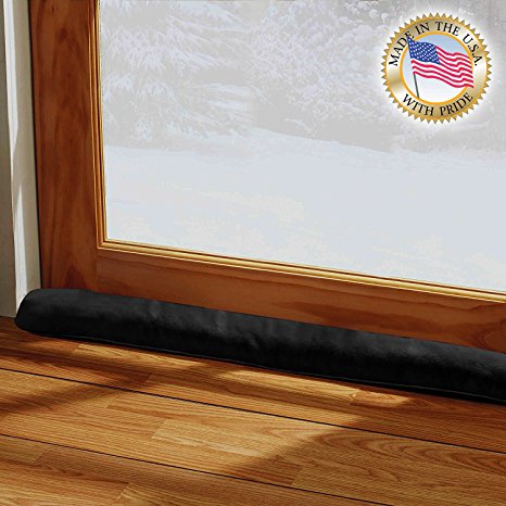 LAMINET - 100% Organic Natural - Black - Door & Window Draft Stopper - Made in USA