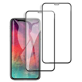 Screen Protector Compatible for iPhone Xs Max, Tempered Glass Screen Protector [3D Touch] 6D Full Coverage Round Edge, 9H Hardness, No Bubble Work with Most Case (2-Pack, 6.5 inch)
