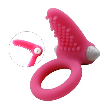 Sexcity Cock Ring 100% Waterproof Powerful Vibrating Silicon Penis Ring,Clitoral Stimulate Massager Sex Toys Adult Products for Couples (tonguelike, Pink)