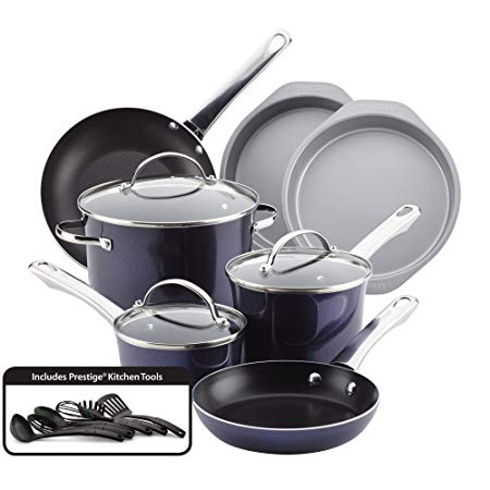 Farberware 11857 Luminescence Nonstick Cookware Pots and Pans Set, 16 Piece, Sapphire Shimmer