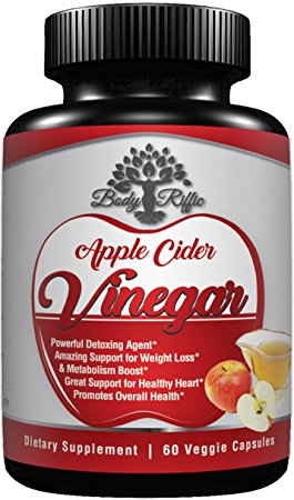 Apple Cider Vinegar Pills Weight Loss Supplement ACV Capsules Extra Strength by Body-Riffic - Powerful Detox Colon Cleanse High Blood Pressure Digestion Acid Reflux Heartburn Relief Digestive Support