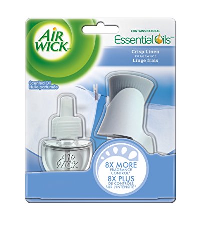 Air Wick Air Freshener, Scented Oil Kit, Crisp Linen, 1 Plug-in 1 Refill