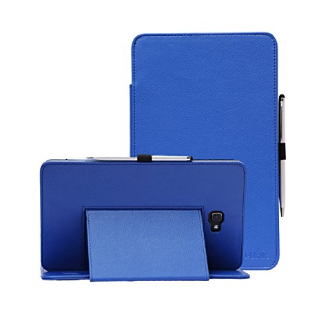 Galaxy Tab A 10.1 case, i-UniK Samsung Galaxy Tab A 10.1 SM-T580 & SM-T585 Slim Folio Kickstand Sleep Awake Function Case [Bonus Stylus] (Blue)