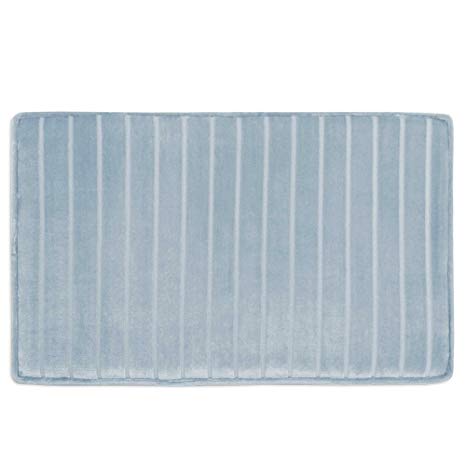 Magnificent Memory Foam Skid-Resistant Base Bath Mat, Soft Micro Plush, Odor Control 17-Inch x 24-Inch in Blue