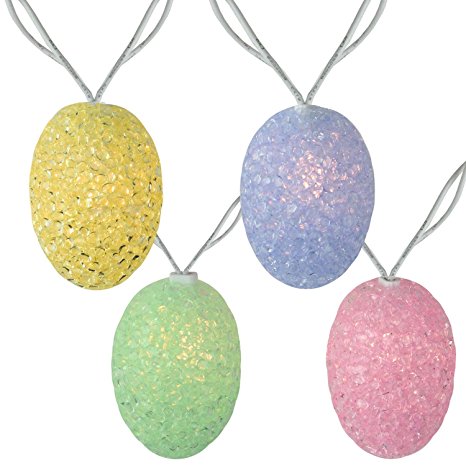 Set of 10 Pastel Colored Easter Egg Spring Holiday Lights - White Wire