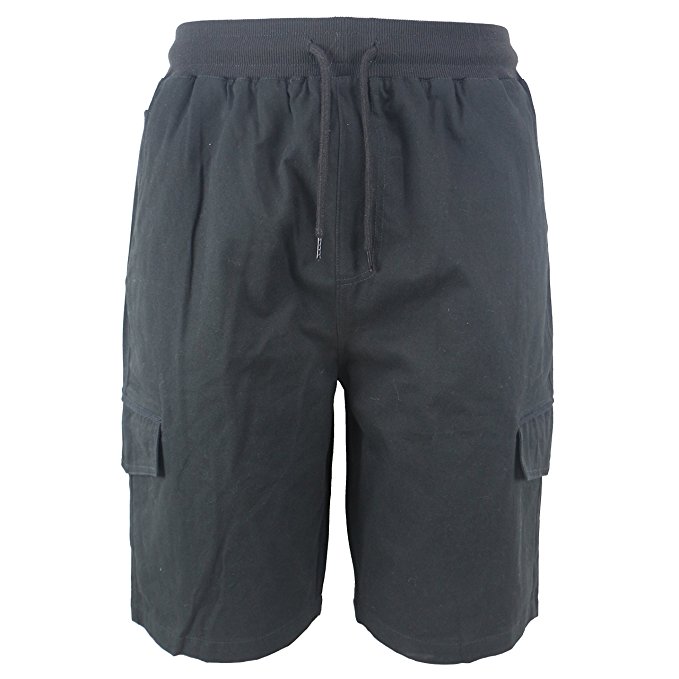 Tanbridge Men's Cotton Cargo Shorts with Pockets Loose Fit Outdoor Wear Twill Elastic Waist Shorts