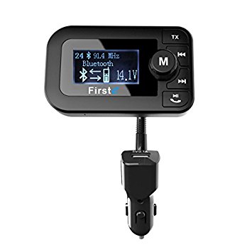 Firste In Car Bluetooth FM Transmitter Wireless Bluetooth Receiver MP3 Player Radio Audio Adapter Aux Input Car Kit with 2.0" Display and USB Car Charger, Hands Free Call for iPhone Android Smartphone