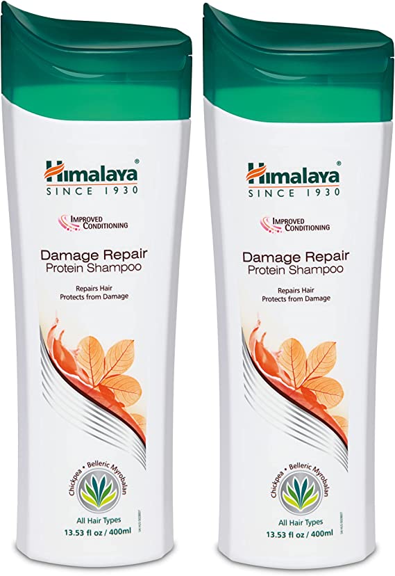 Himalaya Damage Repair Protein Shampoo with Chickpea and Almond for Dry, Frizzy and Damaged Hair, 13.53 oz, 400 ml I(2 PACK)