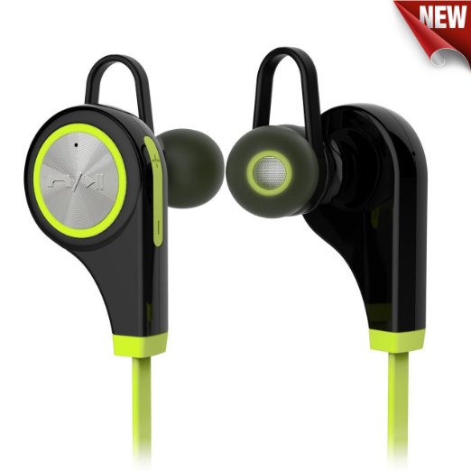 Bluetooth Headphones, Infinilla V4.1 Wireless Sweatproof Sport Earbuds with Mic, Noise Cancelling In-ear Stereo Running Headset, Gym Workout Earphones for Apple iPhone Samsung LG Android Phones Green