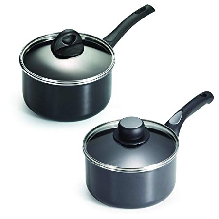 Tramontina 3 Qt EveryDay Black Nonstick Covered Sauce Pan bundle with Tramontina 2-Quart Select Gray Non-Stick Covered Sauce Pan