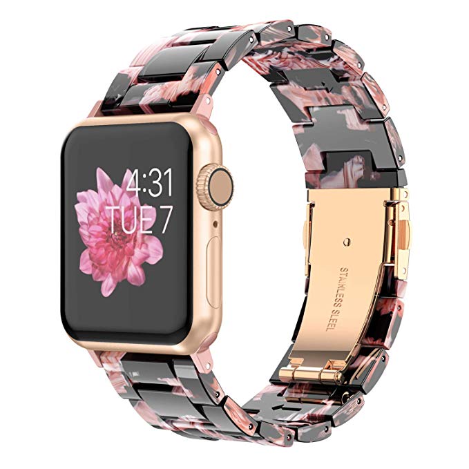 Wearlizer Womens Floral Strap Compatible with Apple Watch Bands 38mm 40mm iWatch Lightweight Wristbands Dressy Replacement Exclusive Bracelet with Metal Buckle Series 4 3 2 1 Sport Edition