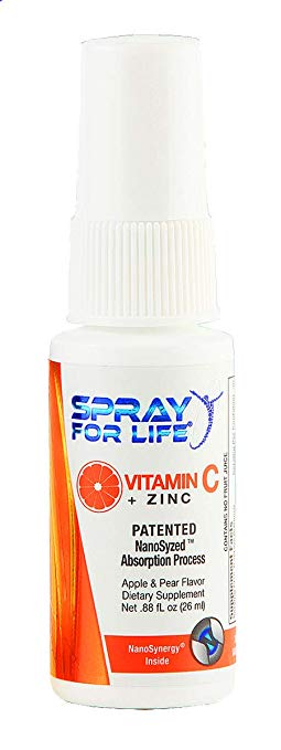 Spray for Life Vitamin C Plus Zinc Spray with Nanotechnology - Apple & Pear Daily Vitamin Spray for Adults, Children and Seniors - 30 Day Supply