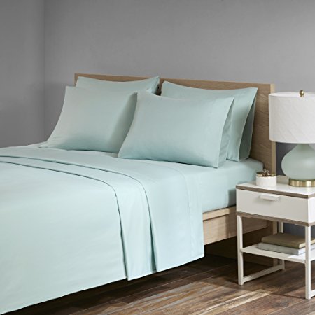 Comfort Spaces - Ultra Soft Microfiber Twill Sheet Set With Deep Pocket - 6 Piece - King Size - Seafoam - Includes 1 Flat Sheet, 1 Fitted Sheet and 4 Pillow Cases