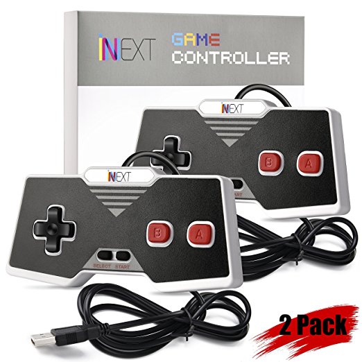 Classic USB NES Controller, iNNEXT USB Famicom Controller Joypad Gamepad for Windows PC / MAC (Red) (Pack of 2)