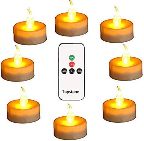 Topstone Led Tealight Candles with Remote and Timer,Amber Flameless Candles,Big Capacity Battery Operated Tea Light,Pack of 12