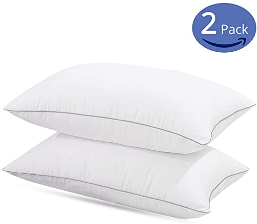Emolli Hotel Sleeping Bed Pillows - 2 Pack Luxury Queen Pillows Super Soft Down Microfiber Alternative and 100% Cotton Cover