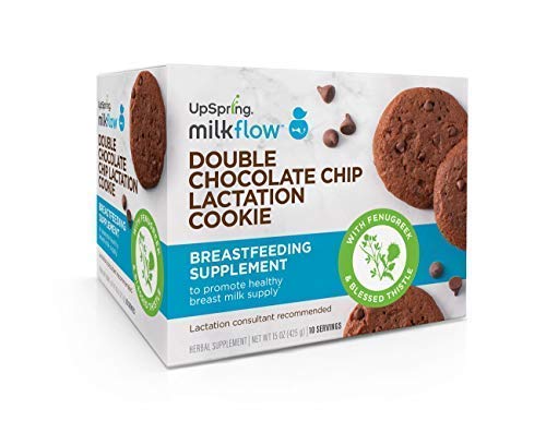 UpSpring Milkflow Fenugreek and Blessed Thistle Lactation Cookies, Double Chocolate Chip, 20 Count
