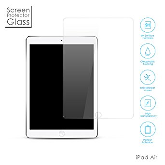 Aukey?Amzdeal Ultra Clear HD Tempered-Glass Screen Protector for iPad Air, Air 2, High-Response Touch, Ultra Slim, Anti-Scratch, Anti-Fingerprint
