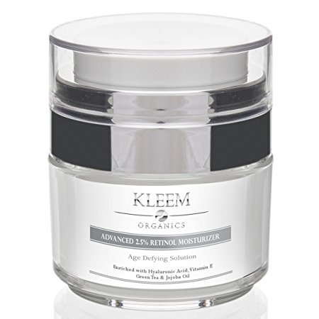 Kleem Organics Anti Aging Retinol Moisturizer for Face with 2.5% Retinol and Hyaluronic Acid. Retinol Cream for Face Rejuvenation for Women and Men - Anti Aging Results in 5 Weeks