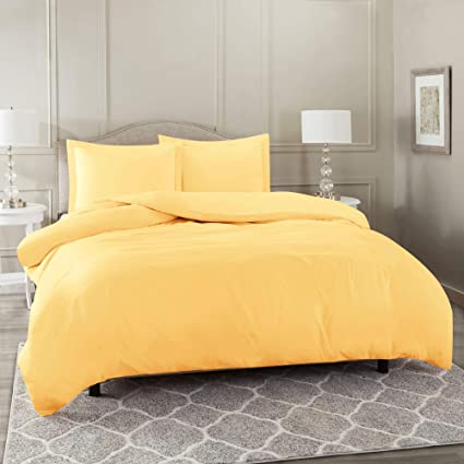 Nestl Light Yellow Duvet Cover Full Size - Soft Full Size Duvet Cover Set, 3 Piece Double Brushed Duvet Cover with Button Closure, 1 Full Duvet Cover 80x90 inches and 2 Pillow Shams