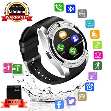 Smart Watch Bluetooth Smartwatch with Camera TouchScreen SIM Card Slot, Waterproof Phones Smart Wrist Watch Sports Fitness Compatible with iPhone Android Samsung Huawei for Kids Men Women