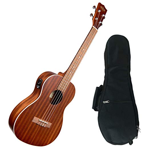 Kala KA-BE Baritone Satin Mahogany Ukulele w/Built In EQ and Gig Bag