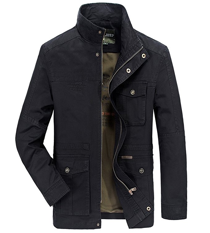 Men's Casual Field Jacket Cotton Stand Collar Travels Coat Outerwear