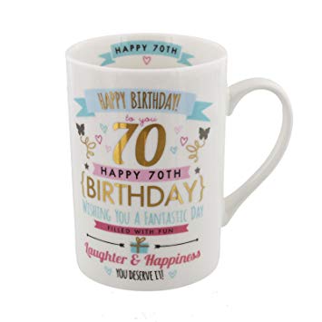 70th Birthday Ladies Pink and Gold Signography Mug CM26070