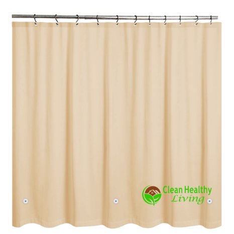 Heavy Duty PEVA Shower Liner / Curtain: Odorless & Anti Mold (with Magnets & Suction Cups). It's 70 x 71 in. long and Heavy Weight - Tan Color