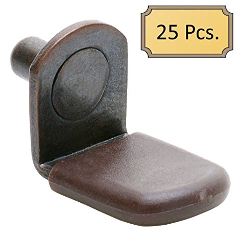 5mm Glass Shelf Support Pegs w/ Brown Vinyl Sleeve - Bracket Style - Antique Bronze - Package of 25